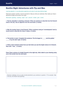 Free Bonfire Night Worksheet | Year 6 Supported | BookFlik