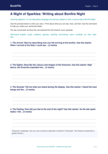 Free Bonfire Night Writing Frame | Year 6 Supported | BookFlik