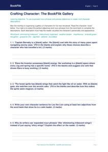 Free Character Description Activity Sheet | Year 6 Core | BookFlik