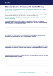 Free Character Description Template | Year 6 Core | BookFlik