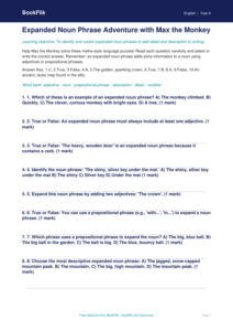 Free Expanded Noun Phrases Quiz | Year 6 Core | BookFlik