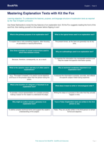 Free Explanation Texts Flashcards | Year 6 Core | BookFlik