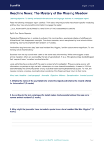 Free Newspaper Writing Comprehension | Year 6 Core | BookFlik