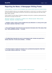 Free Newspaper Writing Frame | Year 6 Literacy Resource | BookFlik