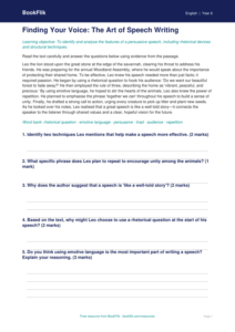 Free Speech Writing Comprehension | Year 6 Core | BookFlik