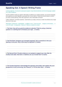 Free Speech Writing Writing Frame | Year 6 Core | BookFlik