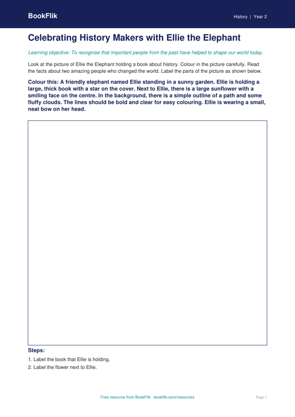 Free Black History Month Colouring Page | Year 2 Supported | BookFlik worksheet preview — History Black History Month
