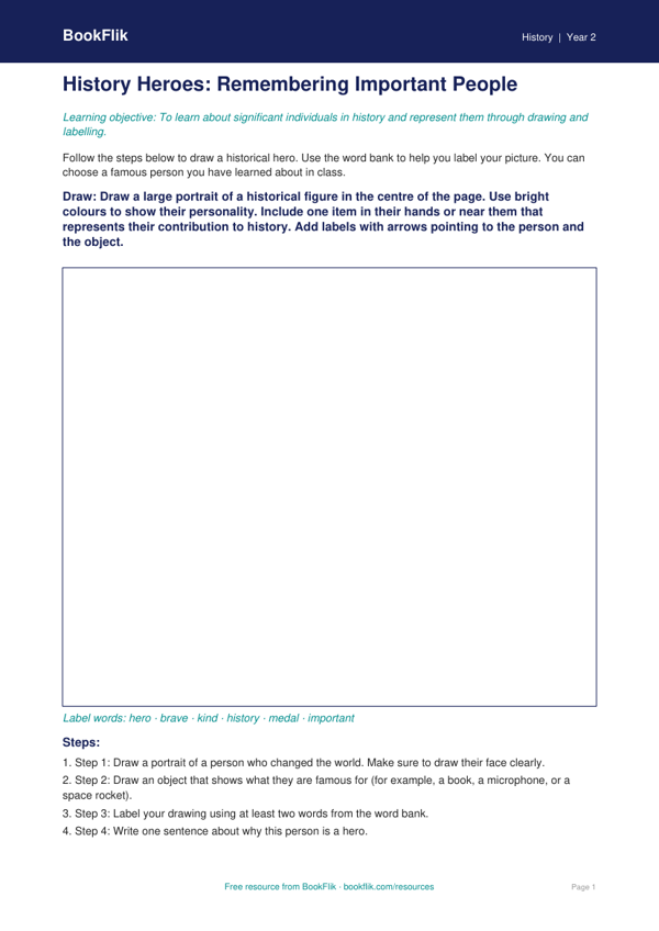 Free Black History Month Drawing Sheet | Year 2 Supported | BookFlik worksheet preview — History Black History Month