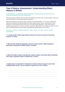 Free Black History Month Assessment | Year 6 Core | BookFlik