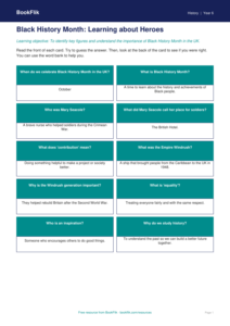 Free Black History Month Flashcards | Year 6 Supported | BookFlik