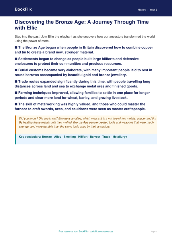 Free Bronze Age Poster | Year 6 Core | BookFlik