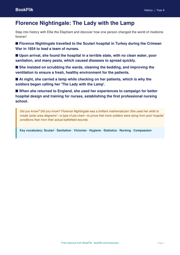 Free Florence Nightingale Poster | Year 6 Core | BookFlik
