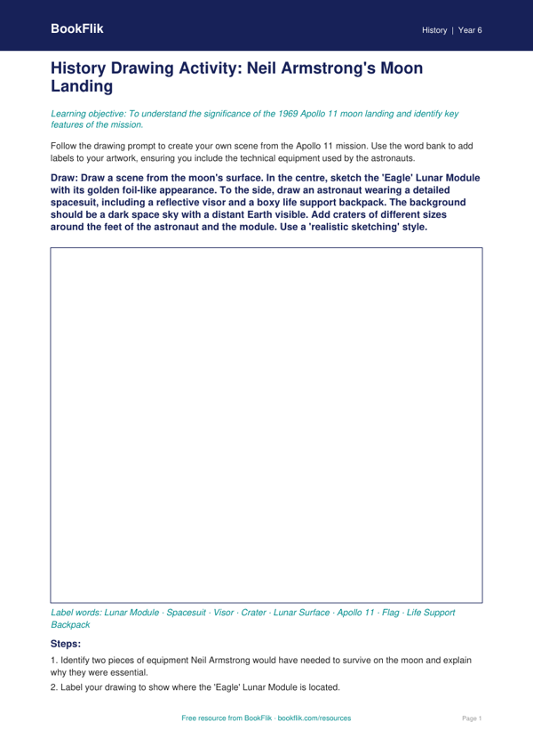 Free Neil Armstrong Drawing Sheet | Year 6 Core | BookFlik