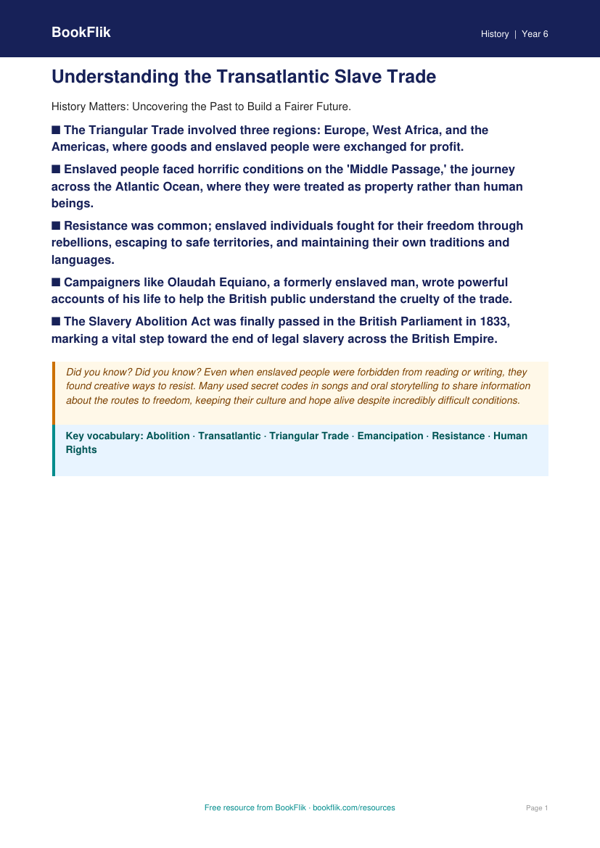 Free Slavery Poster Worksheet | Year 6 History | BookFlik