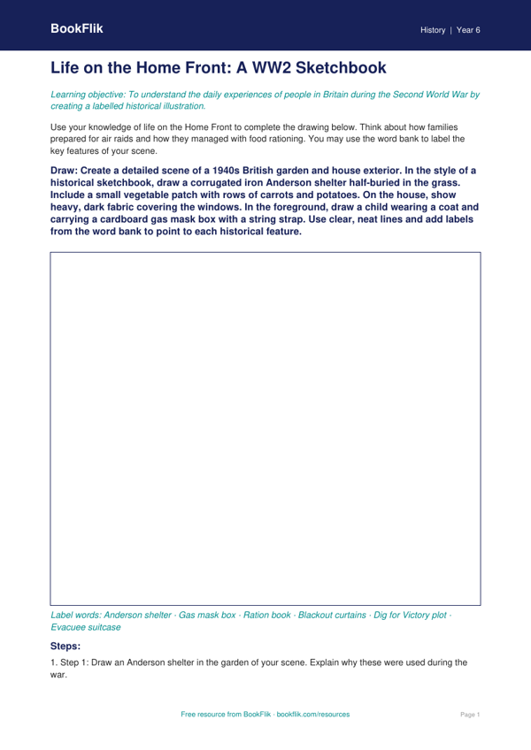 Free WW2 Drawing Sheet | Year 6 History Activity | BookFlik