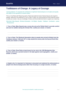 Free Black History Month Activity Sheet | Year 6 Greater Depth | BookFlik