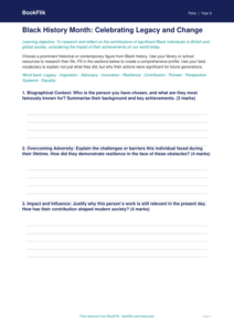 Free Black History Month Template | Year 6 Greater Depth | BookFlik