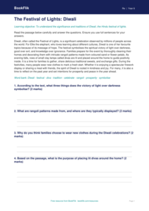Free Diwali Comprehension | Year 6 Core | BookFlik
