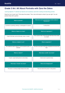Free Portraits Flashcards | Grade 3 | Art | BookFlik