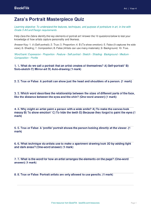 Free Portraits Quiz | Grade 3 | Art | BookFlik