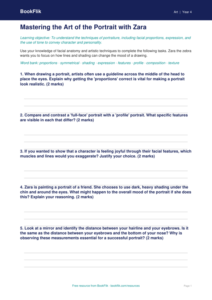 Free Portraits Worksheet | Grade 3 | Art | BookFlik