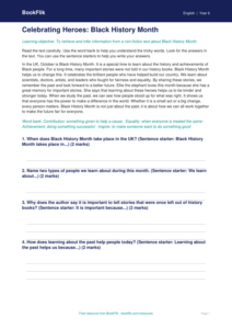 Free Black History Month Comprehension | Grade 5 | ELA | BookFlik