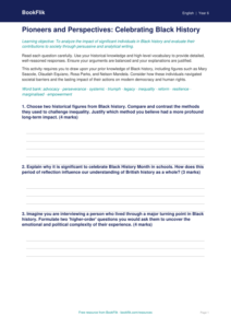 Free Black History Month Worksheet | Grade 5 | ELA | BookFlik