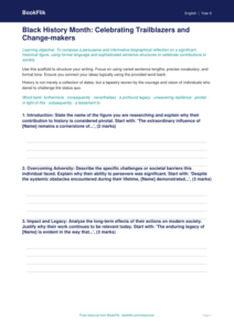 Free Black History Month Writing Frame | Grade 5 | ELA | BookFlik