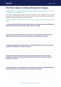 Bonfire Night Reading & Analysis Worksheet | Grade 5 ELA | BookFlik