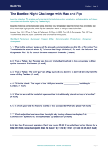 Bonfire Night Reading Comprehension & Quiz | Grade 5 ELA