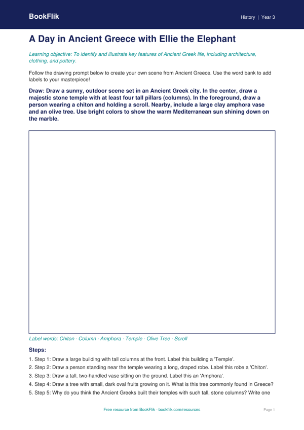 Free Ancient Greece Drawing Sheet | Grade 2 | History | BookFlik worksheet preview — History Ancient Greece