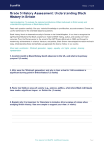 Free Black History Month Assessment | Grade 5 | History | BookFlik