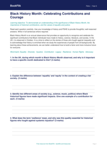 Free Black History Month Assessment | Grade 5 | Health & Wellness | BookFlik