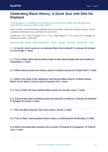 Free Black History Month Quiz | Grade 5 | Health & Wellness | BookFlik