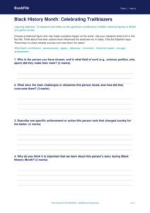 Free Black History Month Template | Grade 5 | Health & Wellness | BookFlik