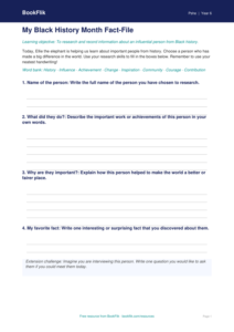 Free Black History Month Template | Grade 5 | Health & Wellness | BookFlik