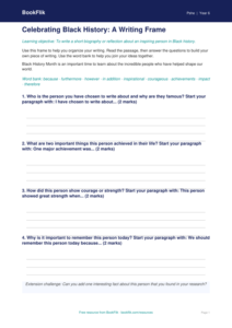 Free Black History Month Writing Frame | Grade 5 | Health & Wellness | BookFlik