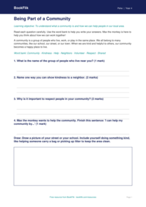 Free Community Worksheet | Grade 3 | Health & Wellness | BookFlik