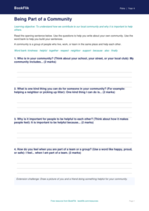 Free Community Writing Frame | Grade 3 | Health & Wellness | BookFlik
