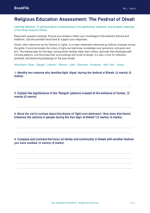 Free Diwali Assessment | Grade 5 | Social Studies | BookFlik